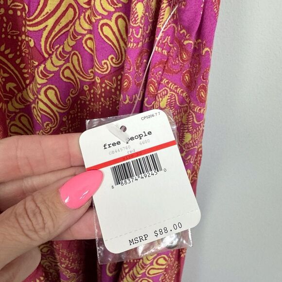 FREE PEOPLE INTIMATELY | NEW Pink & Gold Beaux Slip Dress Women’s Size X-Small - Picture 7 of 12